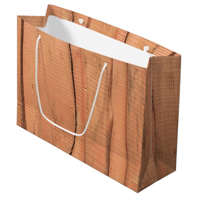 Wooden texture large gift bag (Front Angled)