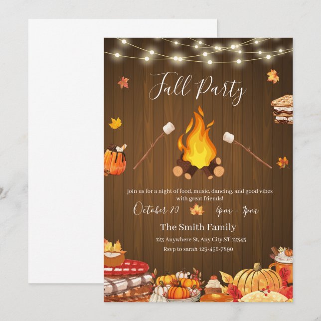 wooden thanksgiving gathering party  invitation (Front/Back)