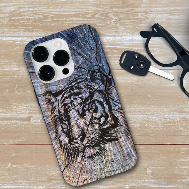 Wooden Tiger Blue Case-Mate iPhone Case (Creator Uploaded)