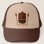 Wooden Tiki Aloha Retro Hawaiian Summer Custom Trucker Hat<br><div class="desc">Wooden Tiki Aloha Retro Hawaiian Summer Custom Hat.</div>