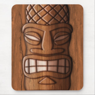 Wooden Tiki Mask Mouse Mat