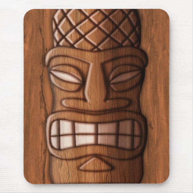 Wooden Tiki Mask Mouse Mat (Front)