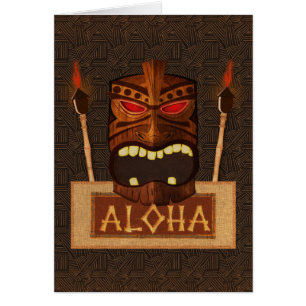 Wooden Tiki Mask Vintage Retro ALOHA Hawaiian