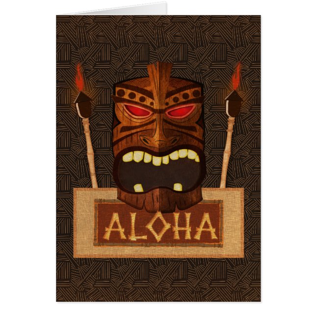 Wooden Tiki Mask Vintage Retro ALOHA Hawaiian (Front)