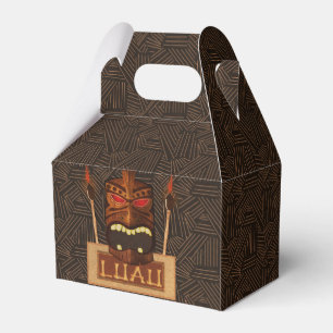 Wooden Tiki Mask Vintage Retro Luau Summer Party Favour Box