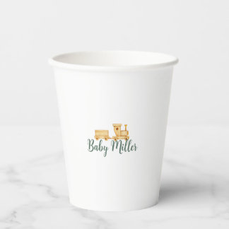 Wooden Toy Train - Green Paper Cups