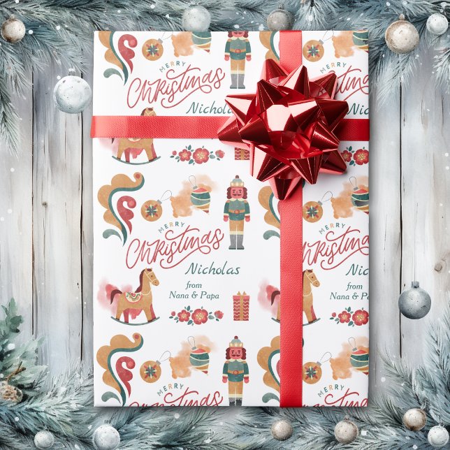 Wooden Toys Merry Christmas Personalised Wrapping Paper (Creator Uploaded)