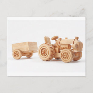 Wooden tractor postcard