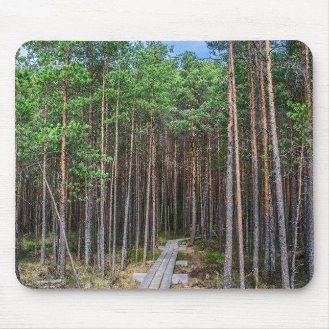 Wooden trail in pine forest mouse mat (Front)