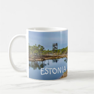 Wooden trail over swamp in Estonia Coffee Mug