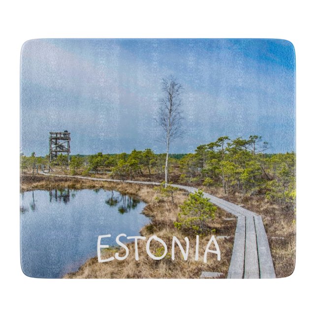 Wooden trail over swamp in Estonia Cutting Board (Front)