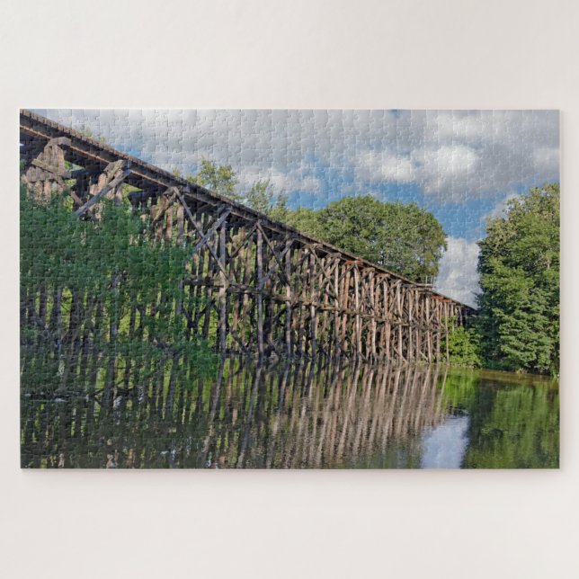 Wooden Train Trestle Over a River Jigsaw Puzzle (Horizontal)