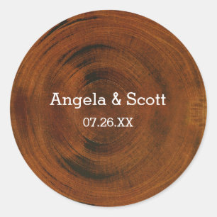 Wooden Tree Stump Rustic Wedding Party stickers