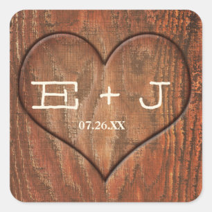 Wooden Tree Trunk Carved Heart Rustic sticker