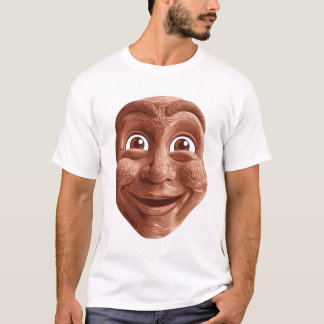 Wooden Tribal Mask with Expressive Smile T-Shirt
