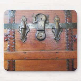 Wooden Trunk Chest with Buckles Mouse Mat