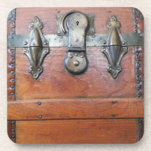 Wooden Trunk Chest with Latches Coaster