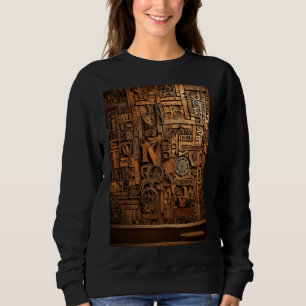 wooden typography art sweatshirt