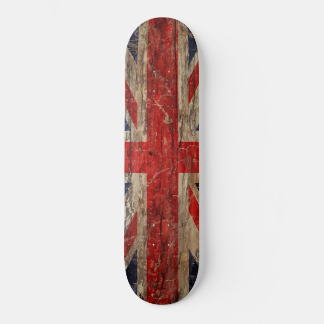 Wooden Vintage Union Jack Flag Skateboard (Front)