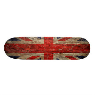 Wooden Vintage Union Jack Flag Skateboard