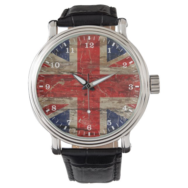 Wooden Vintage Union Jack Flag Watch (Front)
