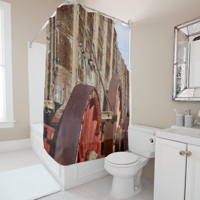 Wooden Wagon Rustic Country Shower Curtain (In Situ)
