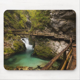 Wooden walkway through Vintgar Gorge canyon Mouse Mat