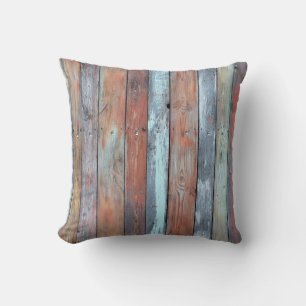 Wooden wall texture, old painted multicolored wood cushion