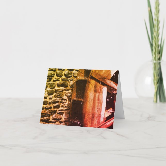 Wooden Water Wheel Nature Customisable Note Card (Front)