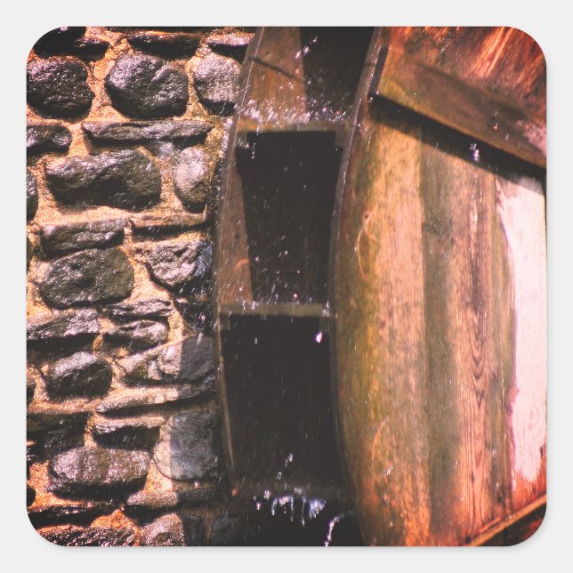Wooden Water Wheel Nature  Square Sticker (Front)