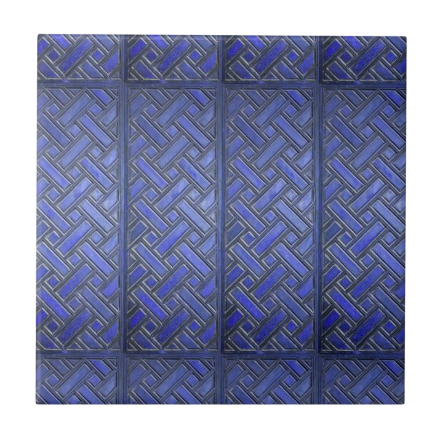 Wooden Weave Pattern Blue Tile (Front)