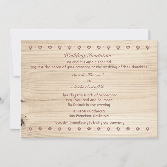 Wooden Wedding Invitation (Front)