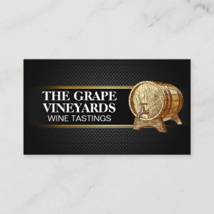 Wooden Wine Barrel   Black Carbon Fibre Pattern Business Card