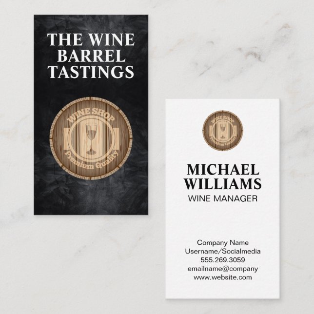 Wooden Wine Barrel Business Card (Front/Back)