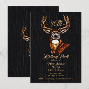 Wooden Wood Deer Rustic Country Birthday Party Invitation