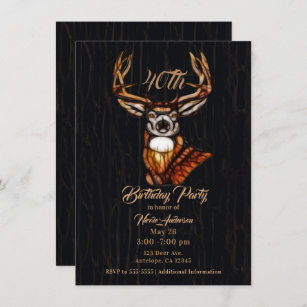 Wooden Wood Deer Rustic Country Birthday Party Invitation