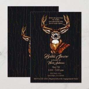 Wooden Wood Deer Rustic Country Bridal Shower Invitation