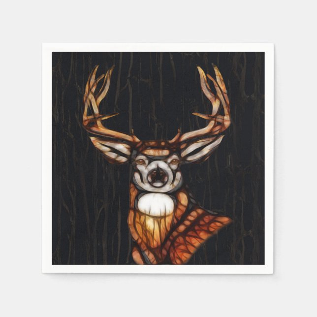 Wooden Wood Deer Rustic Country Personalised Party Napkin (Front)