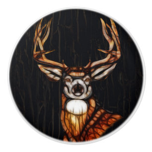 Wooden Wood Deer Rustic Country Unique Ceramic Knob