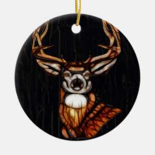 Wooden Wood Deer Rustic Country Unique Farmhouse Ceramic Tree Decoration