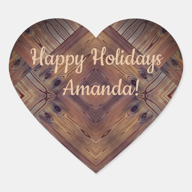 Wooden wood texture natural background brown tree  heart sticker (Front)