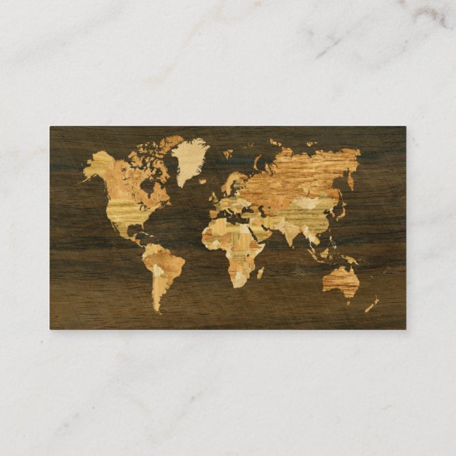 Wooden World Map Business Card (Back)