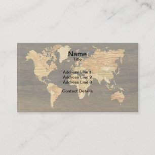 Wooden World Map Business Card