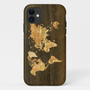 Wooden World Map iPhone 11 Case