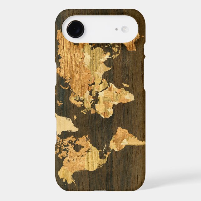 Wooden World Map Case-Mate iPhone Case (Back)