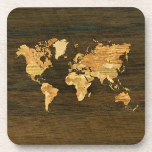 Wooden World Map Coaster