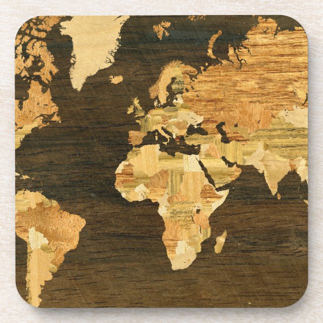 Wooden World Map Coaster (Front)
