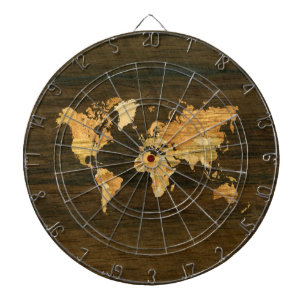 Wooden World Map Dartboard