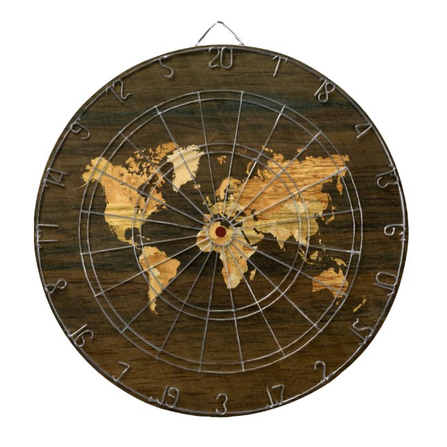 Wooden World Map Dartboard (Front)