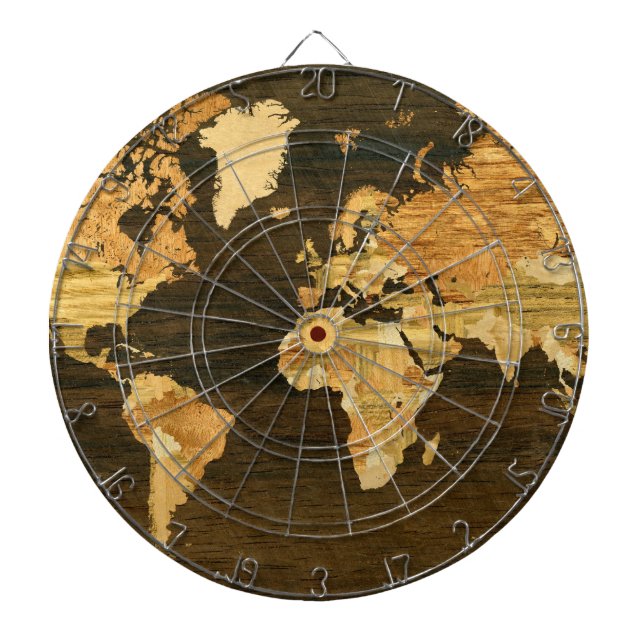 Wooden World Map Dartboard (Front)